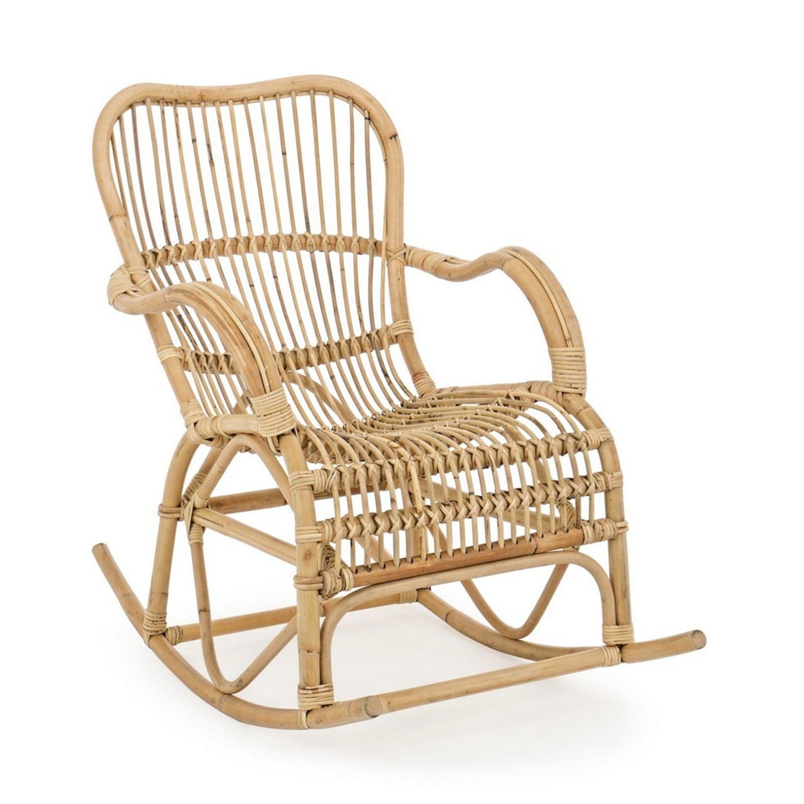 Poltrona a dondolo "Casimira" per interno, in Rattan Naturale h 88 cm - 11