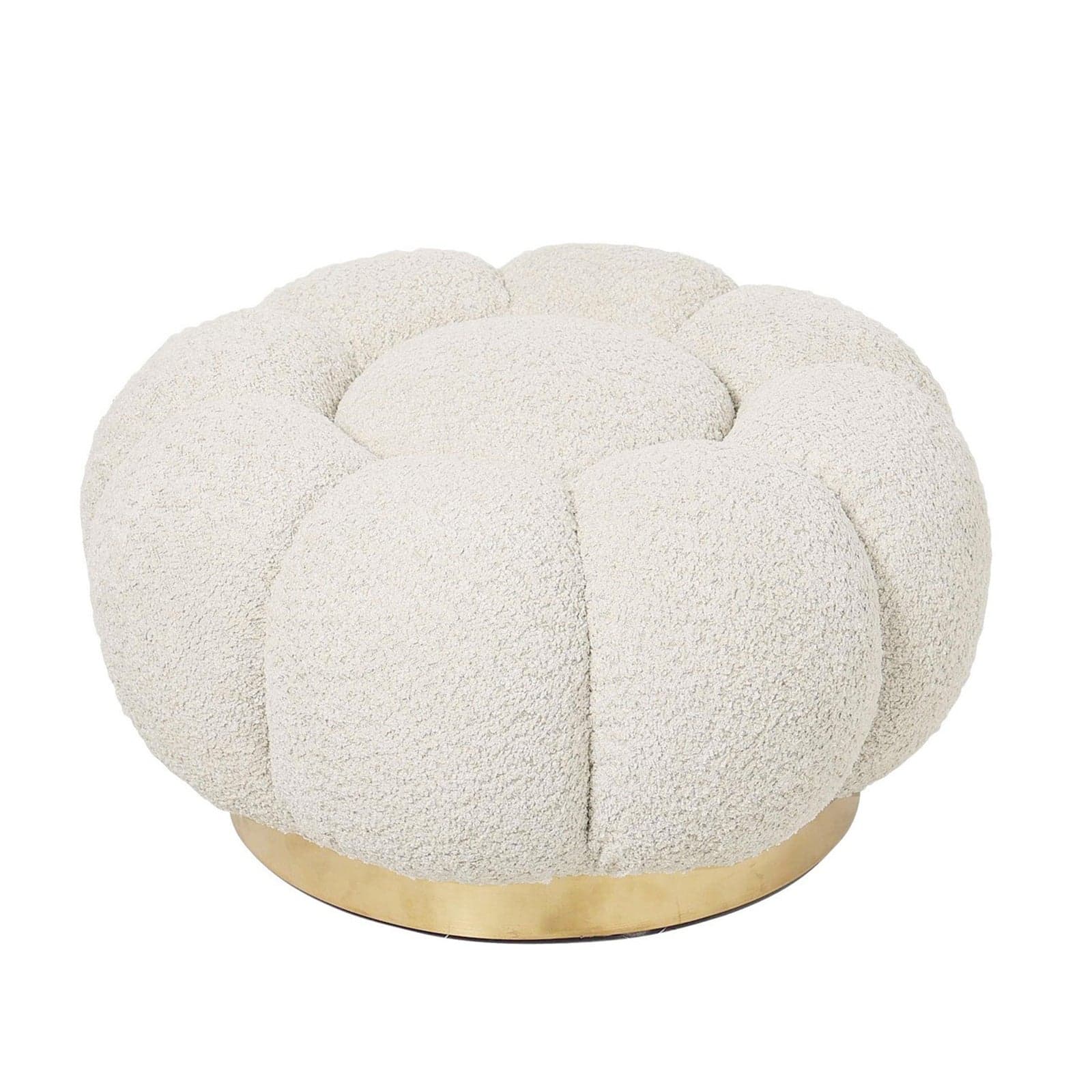 Poltrona Pouf "Florel" per interno, con rivestimento effetto boucle da Ø65 x 35h cm - 5