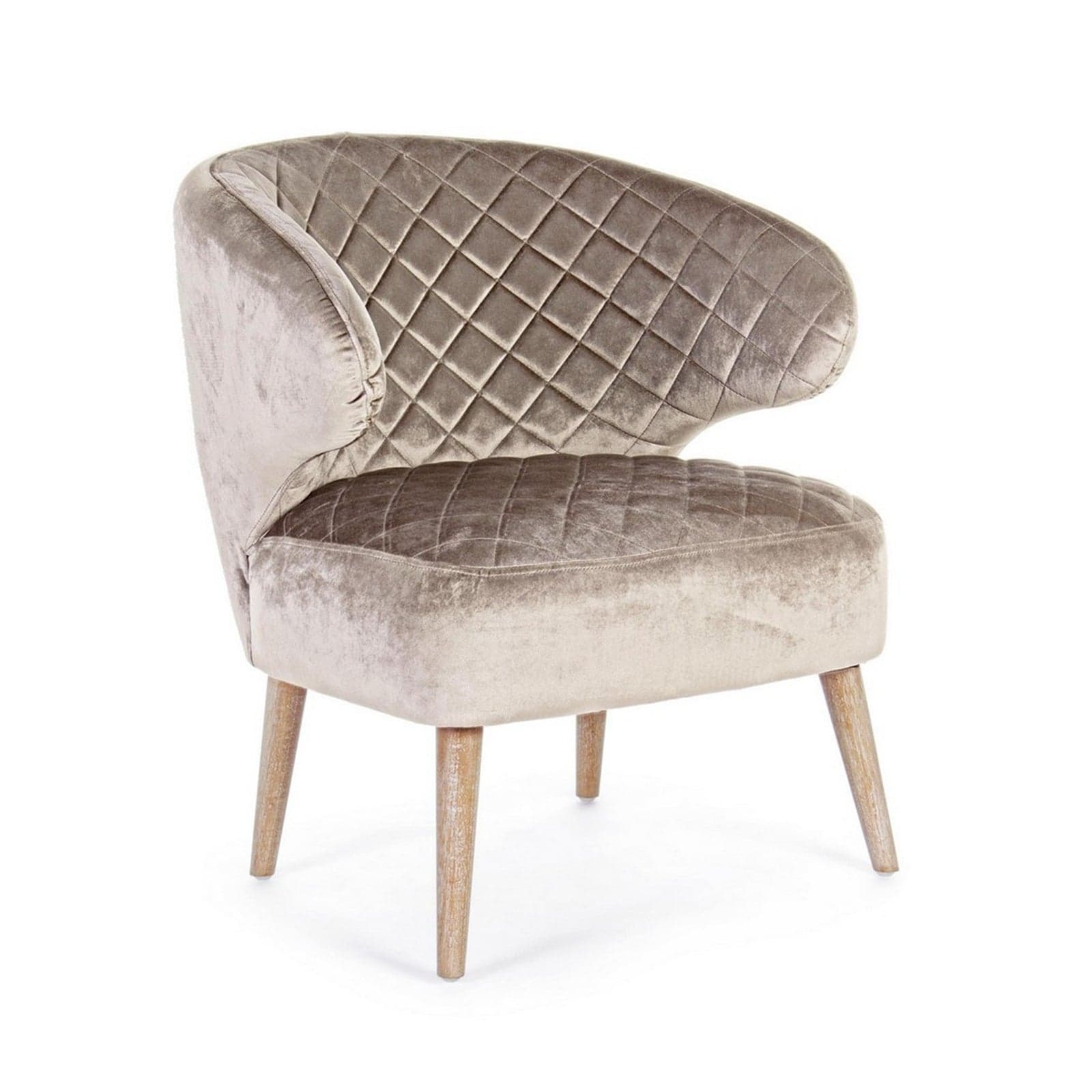 Poltrona "Bertrand" per interno, Struttura In Legno Di Pino, Rivestimento In Poliestere Effetto Velluto, 66.6 x 63 x 73h cm - 17