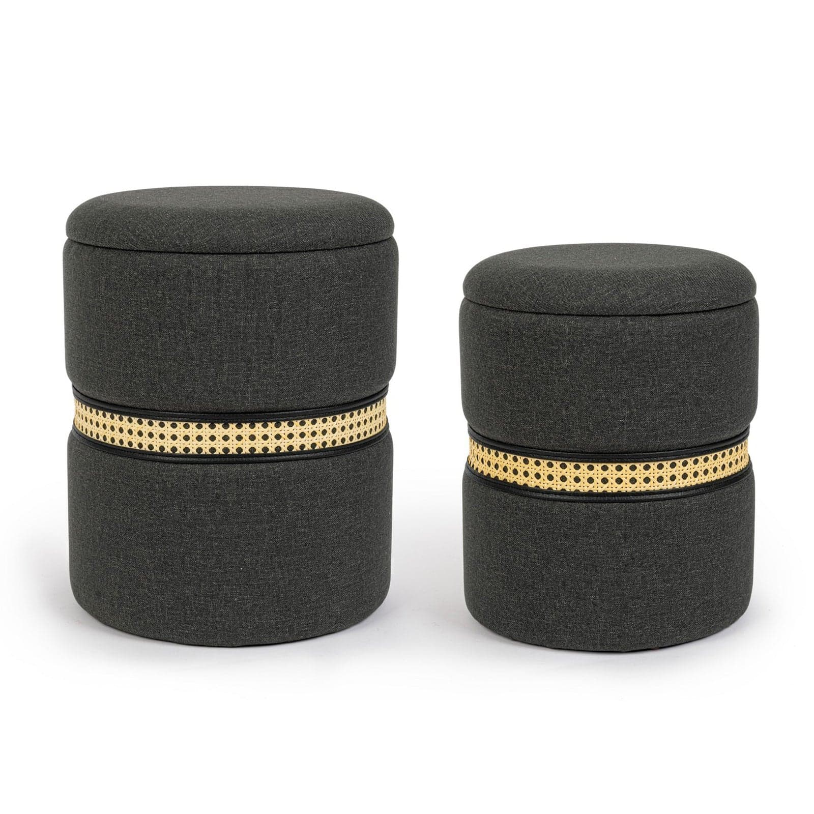 Poltrona Pouf "Karina" per interno, con struttura in mdf e compensato, set da 2 pezzi - 14