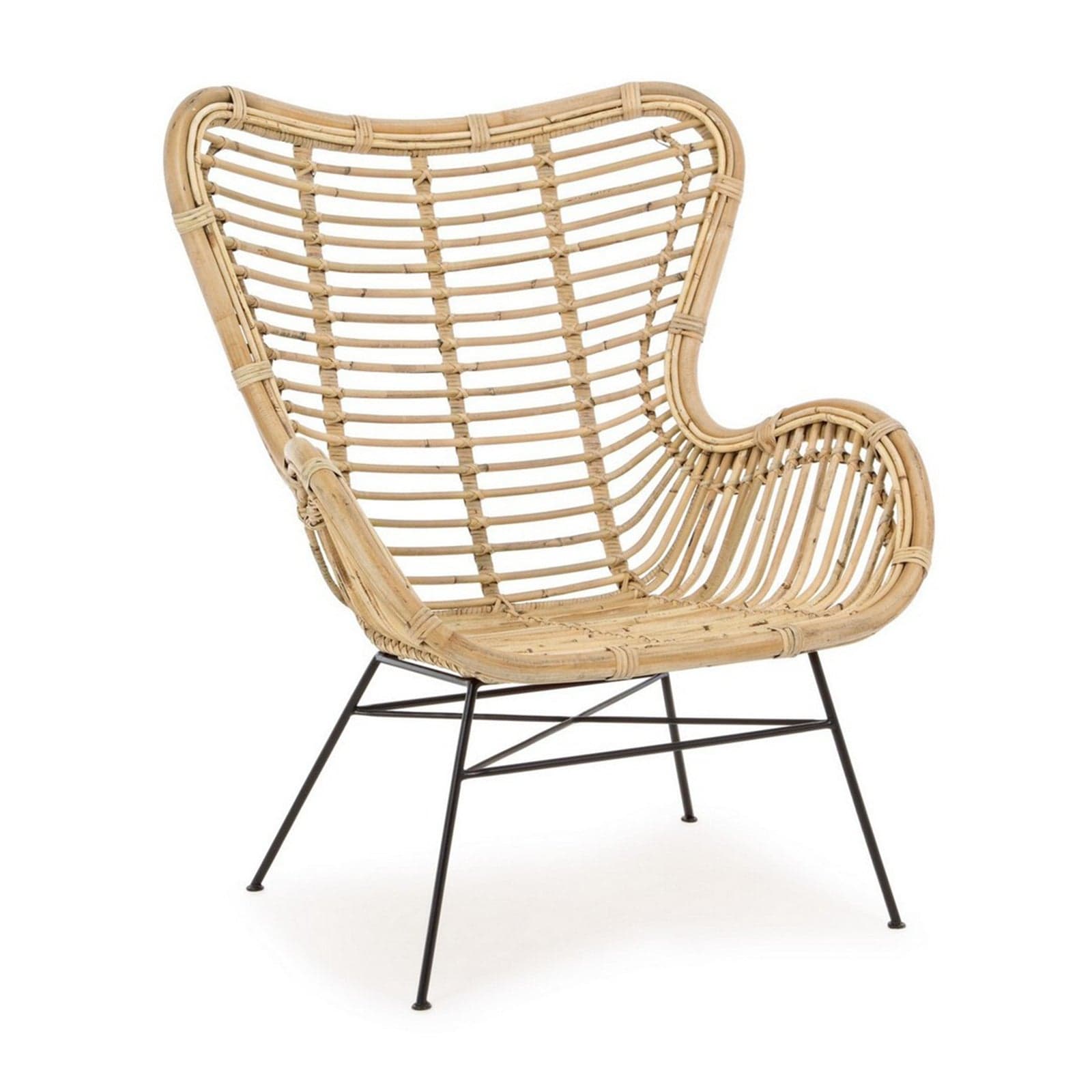 Poltrona "Casilda" per interno, Struttura In Rattan, Rifinitura Con Vernice Melaminica 74 x 75 x 85h cm - 6