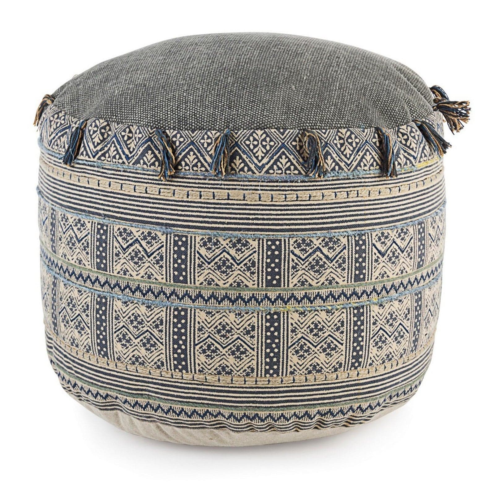Poltrona Pouf "Tilak" per interno, con rivestimento in cotone lavorato da Ø50 x 35h cm - 21