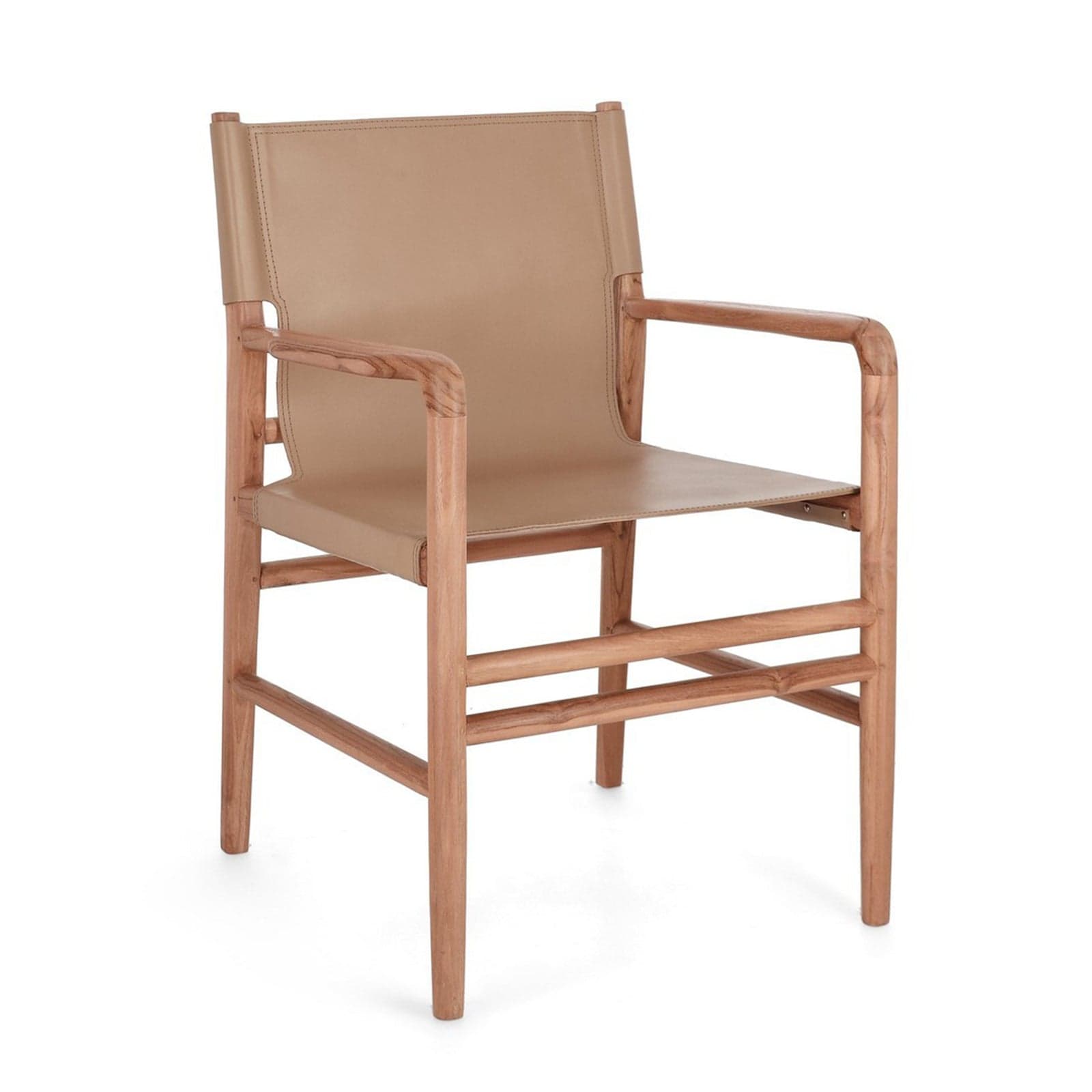 Sedia "Caroline" con legno teak, per arredo interno con braccioli, 57 x 58 x h 85 cm - 5