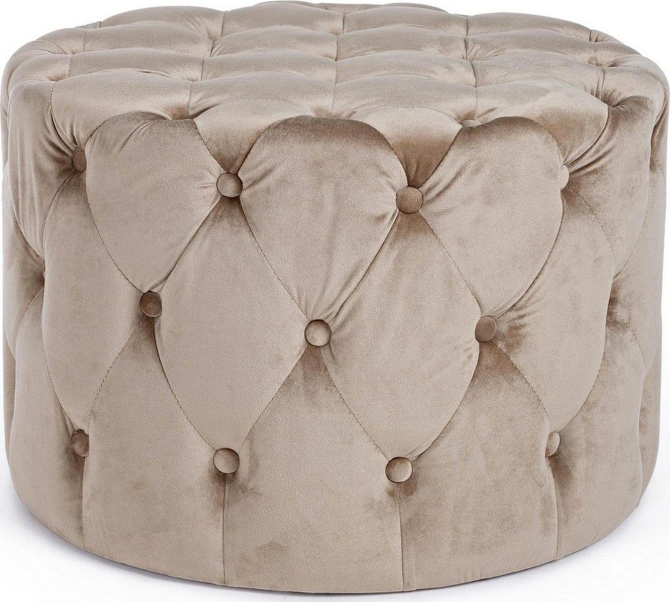 Poltrona Pouf "Lorella" per interno, con struttura in legno di pino e mdf da Ø60 x 42h cm – Tortora – Bizzotto Homemotion