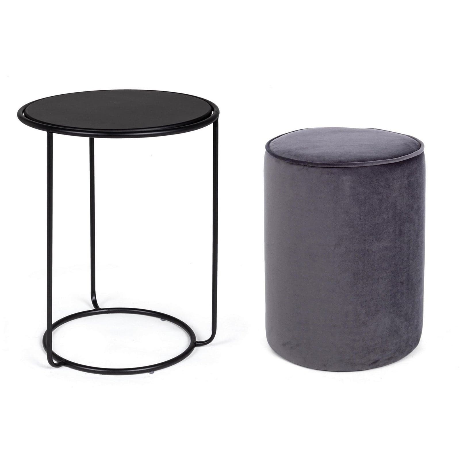 Poltrona Pouf "Annika" per interno, con struttura in acciaio verniciato a polvere epossidica e mdf set da 2 pezzi - 18