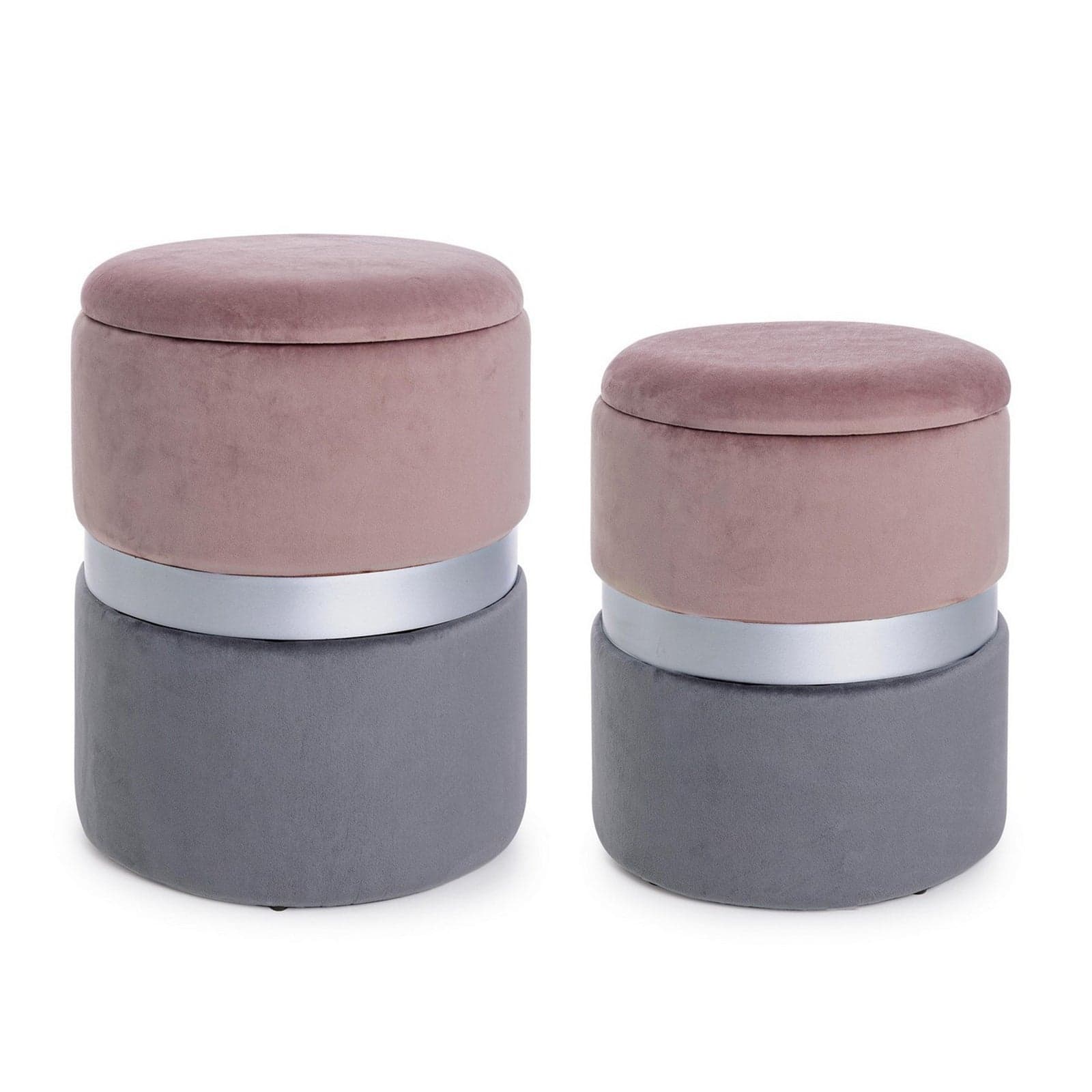 Poltrona Pouf "Pavlina" per interno, con struttura in mdf e compensato set da 2 pezzi - 24