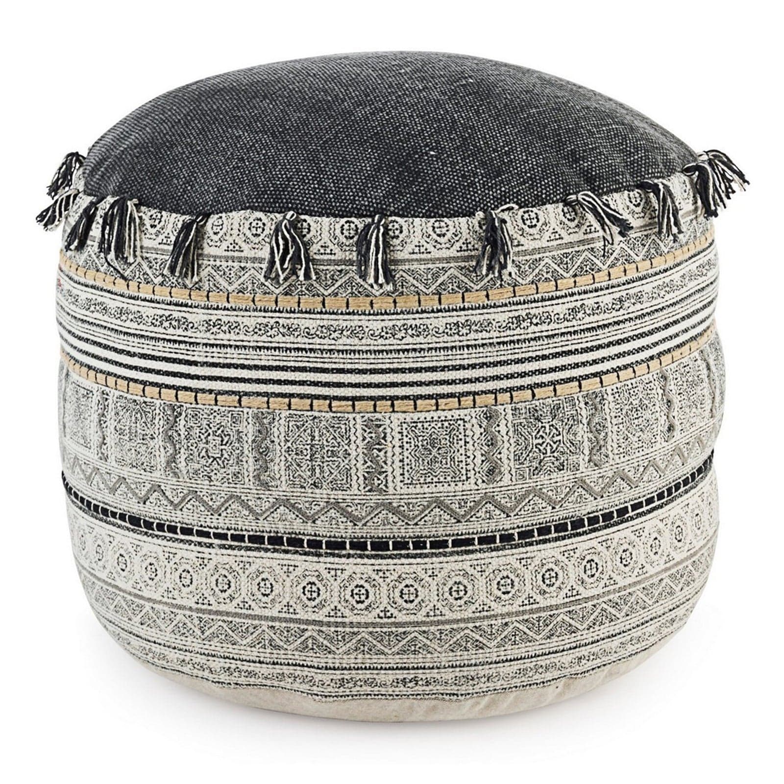 Poltrona Pouf "Tilak" per interno, con rivestimento in cotone lavorato da Ø50 x 35h cm - 23