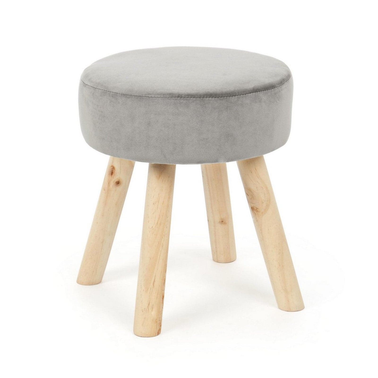 Poltrona Pouf "Adeline" per interno, con struttura in legno di pino e mdf da 34x34x38cm – Grigio – Bizzotto Homemotion