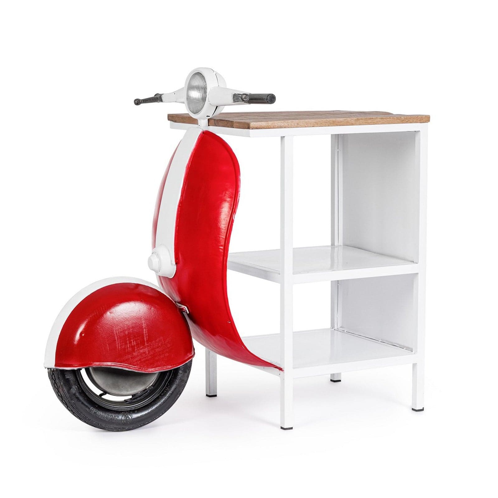 Consolle da Bar "Vespa" con struttura in acciaio, piano in legno, da 104 x 94 x 65 cm - 23