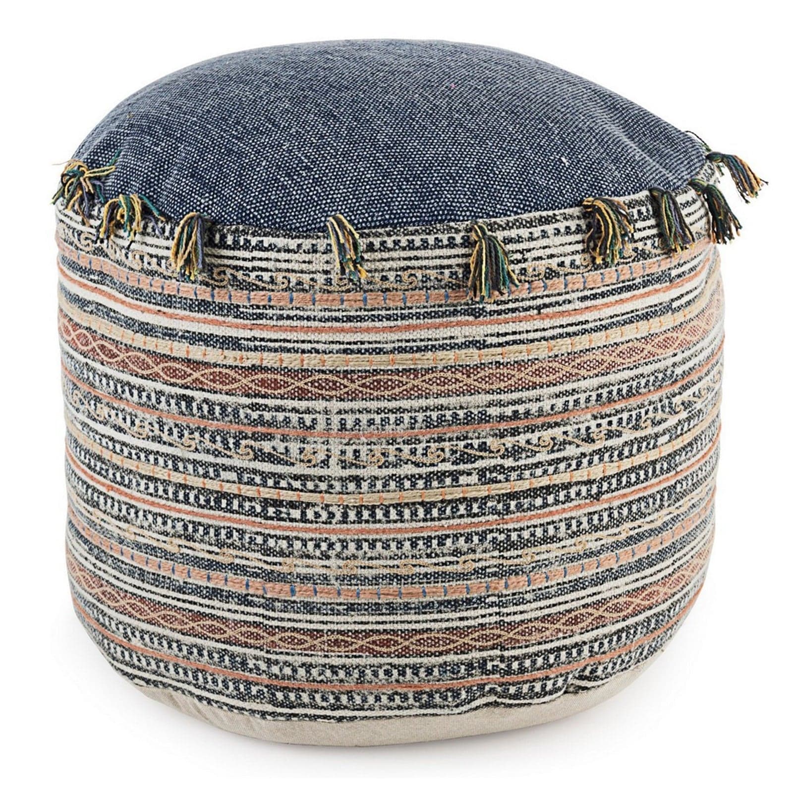 Poltrona Pouf "Tilak" per interno, con rivestimento in cotone lavorato da Ø50 x 35h cm - 24