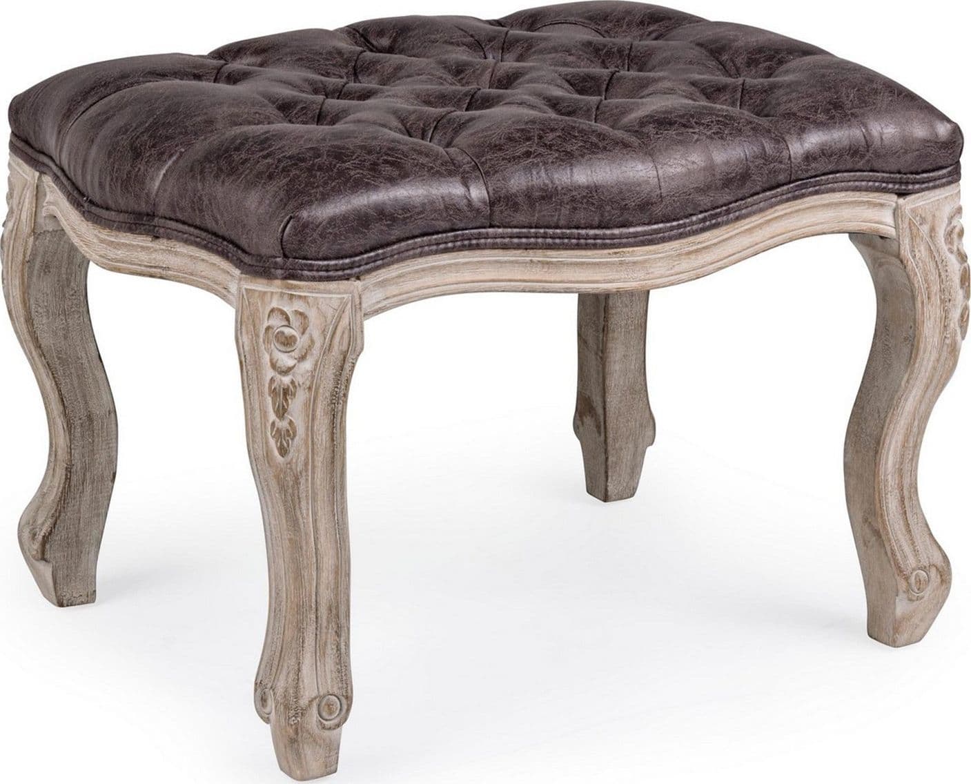 Poltrona Pouf "Diva" per interno, con struttura in rubber wood da 53x42x38cm – Dark – Bizzotto Homemotion