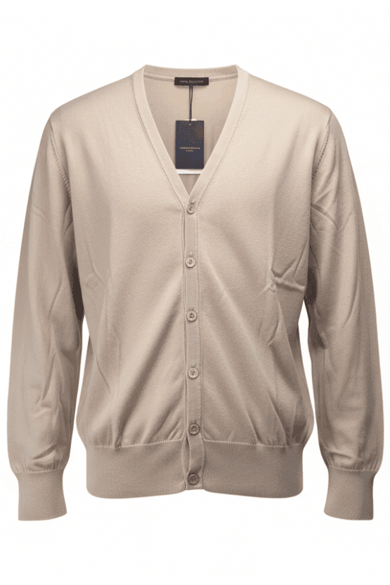 Cardigan uomo Montezemolo - Bottoni 100% Cotone Colore Beige Made in Italy in Cardigan Couture - Sestu, commercioVirtuoso.it