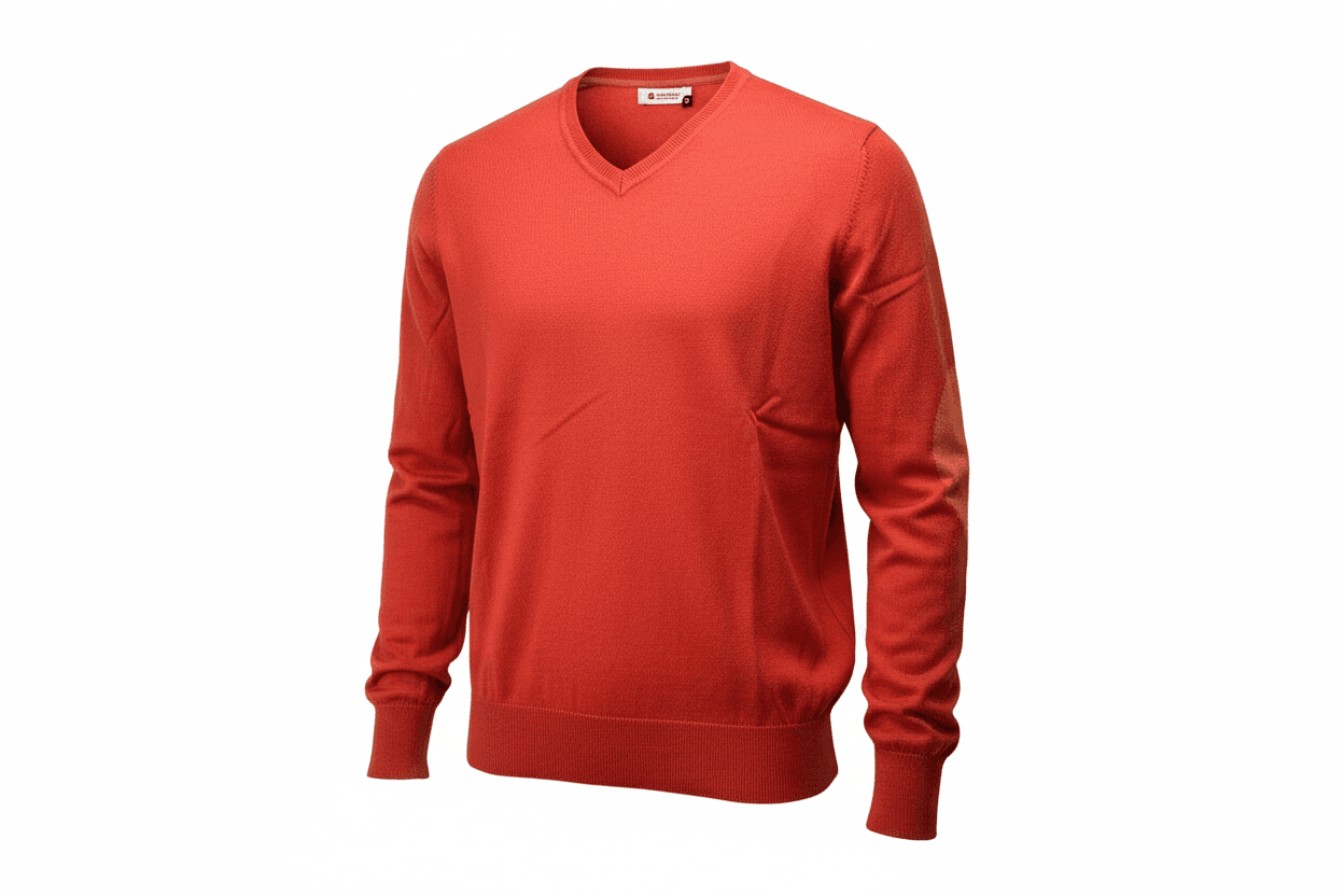 Maglia uomo Invicta - Scollo a V Toppe colore corallo Made in Italy in Maglioni Couture - Sestu, commercioVirtuoso.it