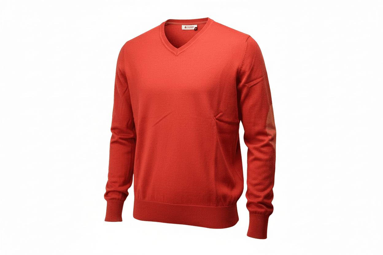 Maglia uomo Invicta - Scollo a V Toppe colore corallo Made in Italy in Maglioni Couture - Sestu, commercioVirtuoso.it