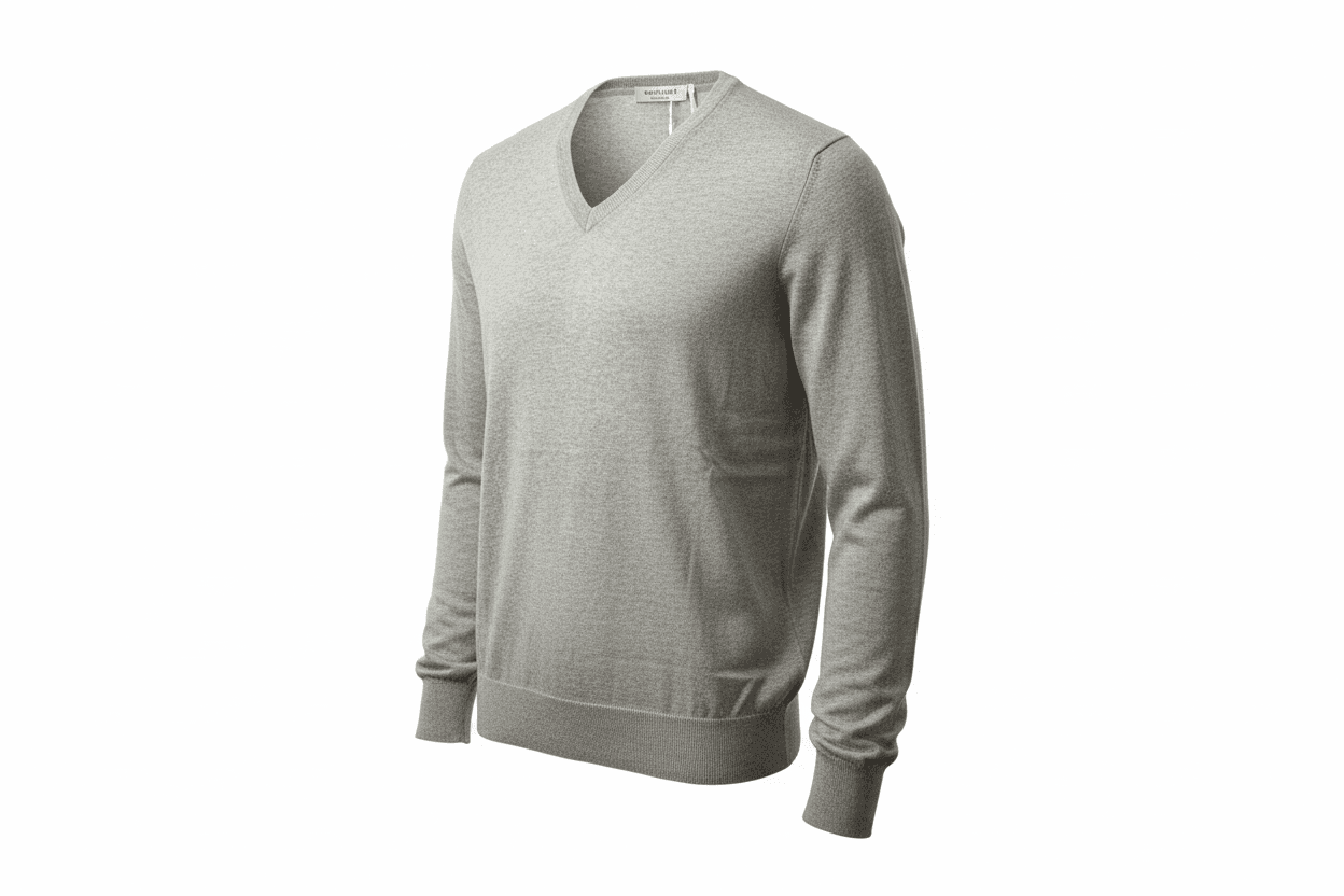 Maglia uomo Gran Sasso - Scollo a V Toppe in contrasto 100% Cotone Colore Grigio Made in Italy in Maglioni Couture - Sestu, commercioVirtuoso.it