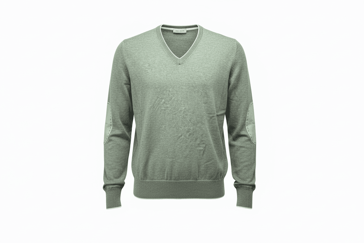 Maglia uomo Gran Sasso - Scollo a V Toppe in contrasto colore grigio Made in Italy in Maglioni Couture - Sestu, commercioVirtuoso.it