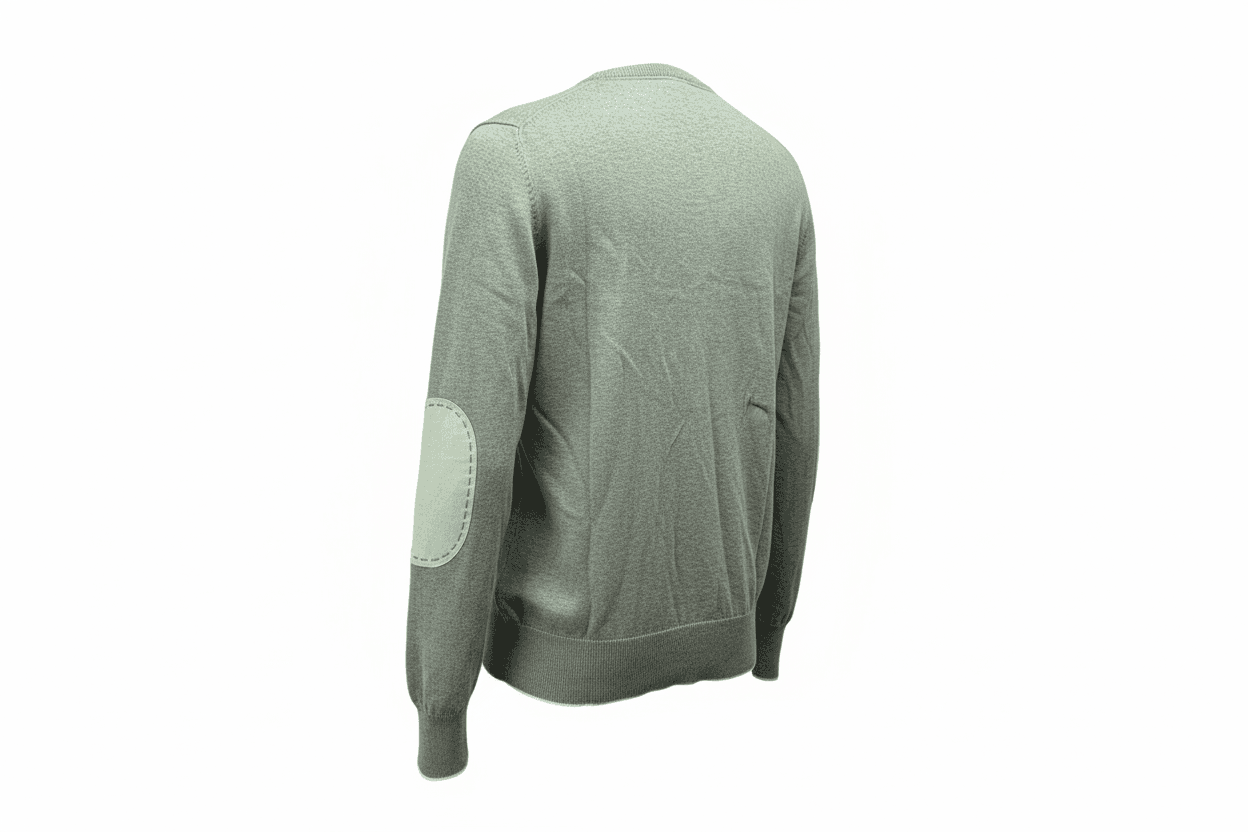 Maglia uomo Gran Sasso - Scollo a V Toppe in contrasto colore grigio Made in Italy in Maglioni Couture - Sestu, commercioVirtuoso.it