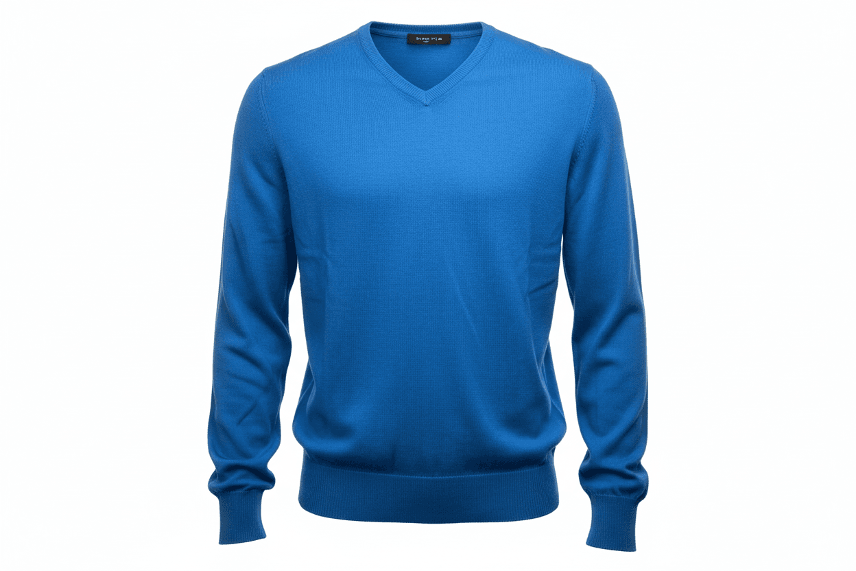 Maglia uomo Laboratori Italiani - Scollo a V Blu Royal Made in Italy in T-Shirt Couture - Sestu, commercioVirtuoso.it