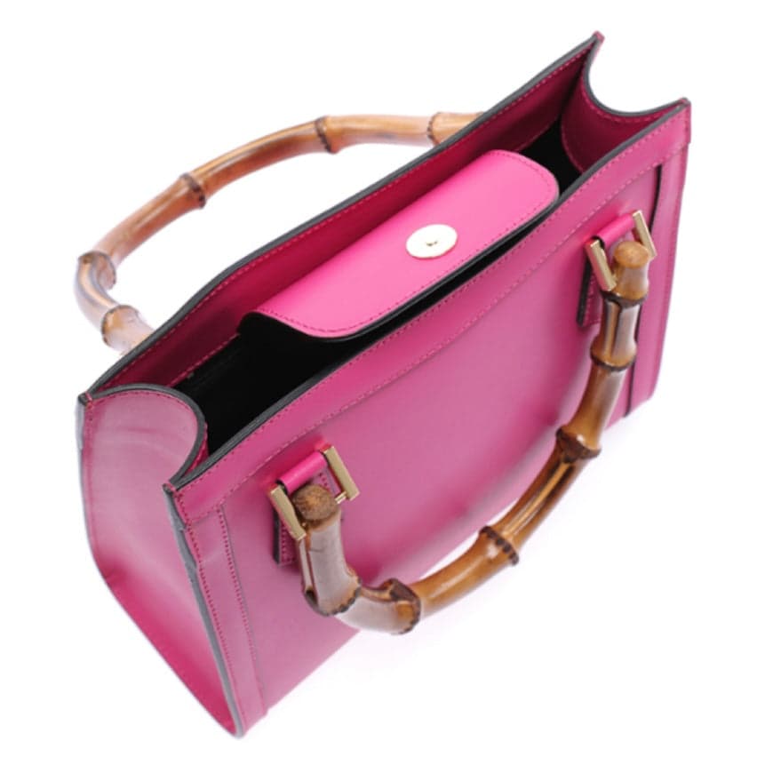 Modarno Borsa in pelle con manico in bambù, Borsa a mano Made in Italy, Borsa a tracolla, Borsa per tutti i giorni in Organizer borsa Modarno - Sesto Fiorentino, commercioVirtuoso.it