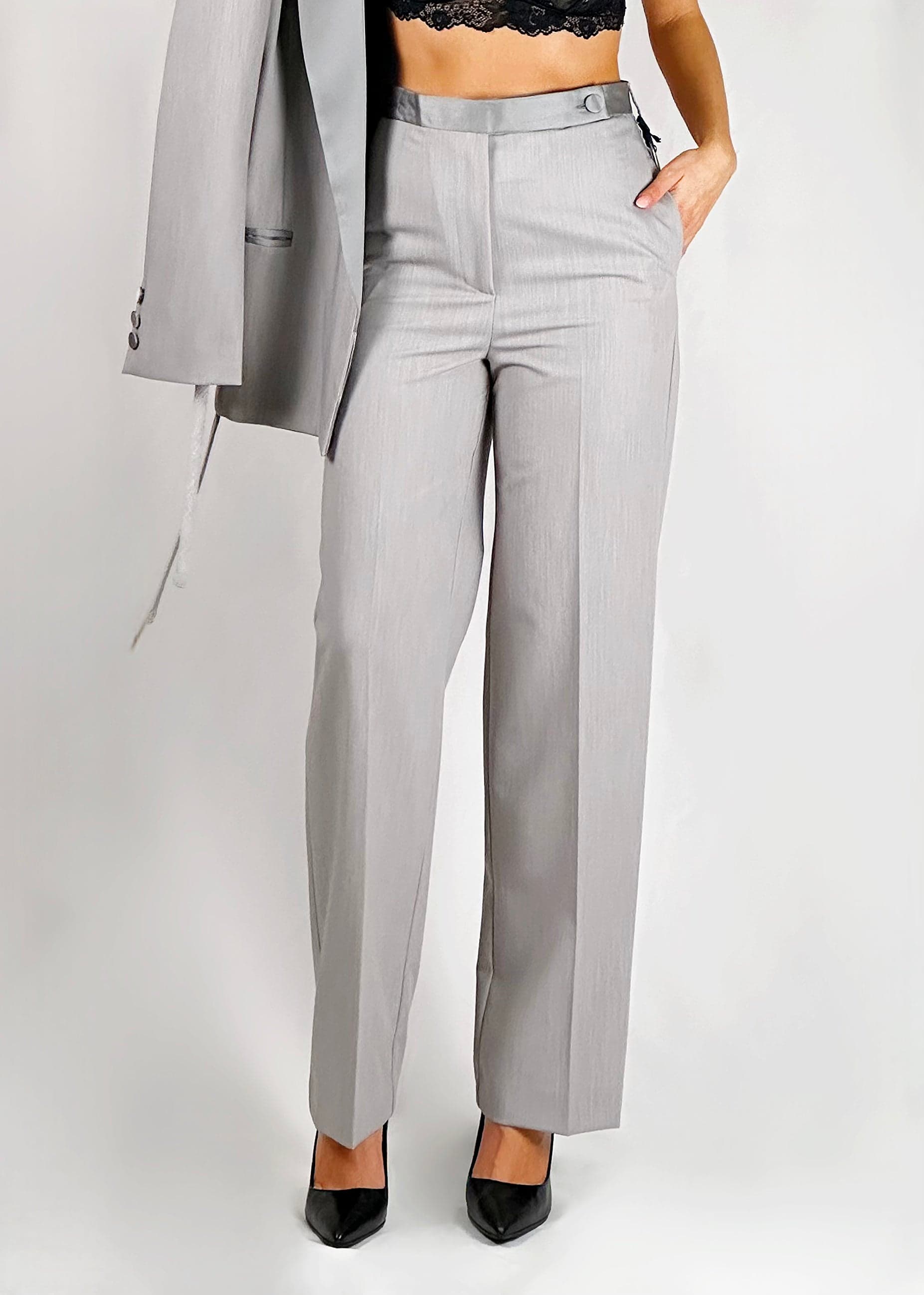 Pantalone Vicolo grigio con raso in vita in Pantaloni Kanal 32 - Santa Maria di Licodia, commercioVirtuoso.it