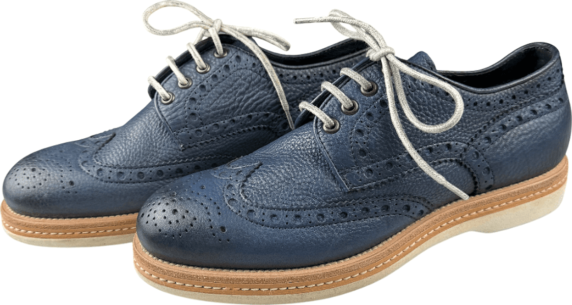 Scarpa uomo Santoni - Derby Brogue Rondine pelle martellata blu in Scarpe stringate basse Couture - Sestu, commercioVirtuoso.it