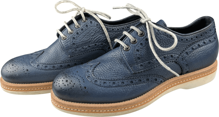 Scarpa uomo Santoni - Derby Brogue Rondine pelle martellata blu in Scarpe stringate basse Couture - Sestu, commercioVirtuoso.it