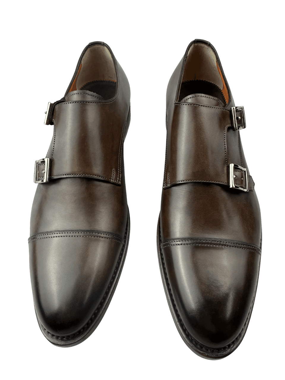 Scarpa Uomo Santoni - Doppia fibbia Cap Toe Pelle Testa di moro sfumate in Monk Strap Couture - Sestu, commercioVirtuoso.it