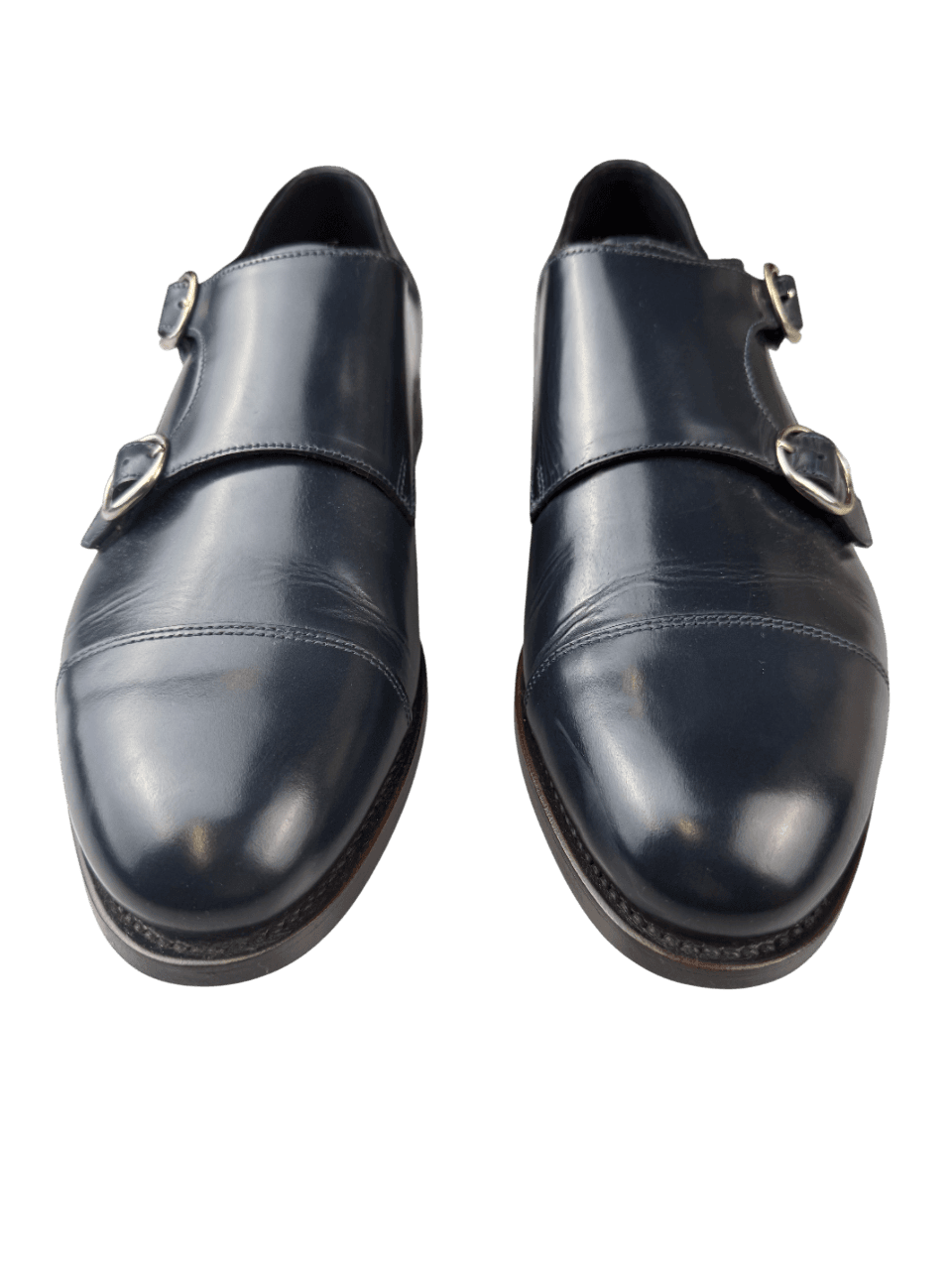 Scarpa Uomo Santoni - Doppia fibbia Cap Toe Pelle Blu in Monk Strap Couture - Sestu, commercioVirtuoso.it
