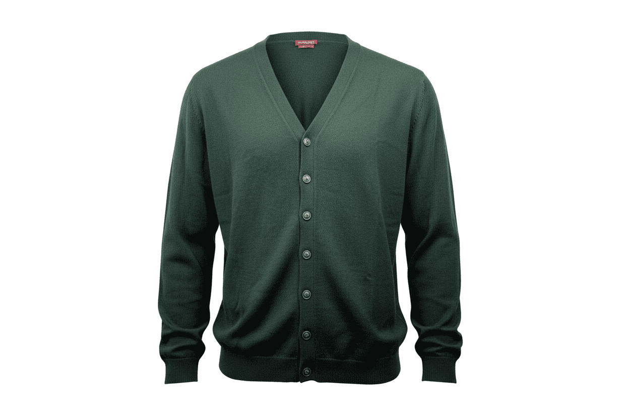 Cardigan uomo Bramante - Con bottoni 100% lana Merino extra fine colore Verde scuro in Cardigan Couture - Sestu, commercioVirtuoso.it