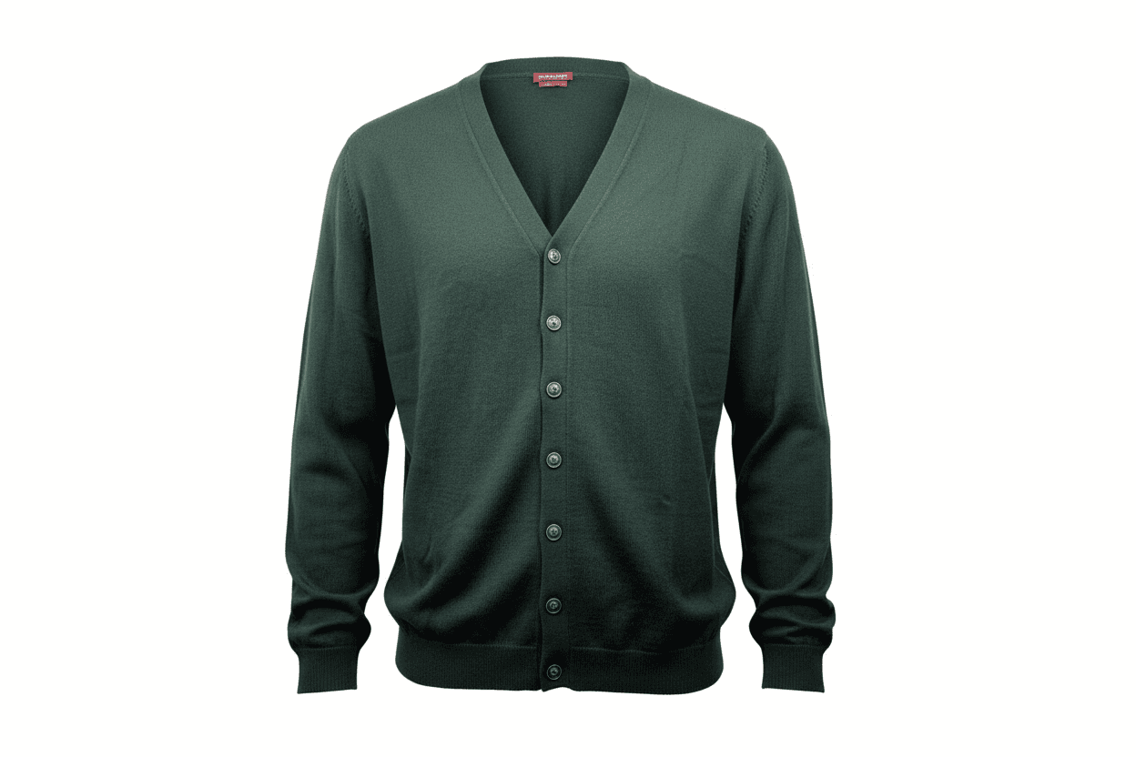Cardigan uomo Bramante - Con bottoni 100% lana Merino extra fine colore Verde scuro in Cardigan Couture - Sestu, commercioVirtuoso.it