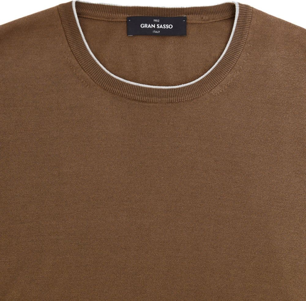 Gran Sasso Maglia Girocollo Marrone in Misto Seta da uomo in Maglioni Drestige - Casamassima, commercioVirtuoso.it