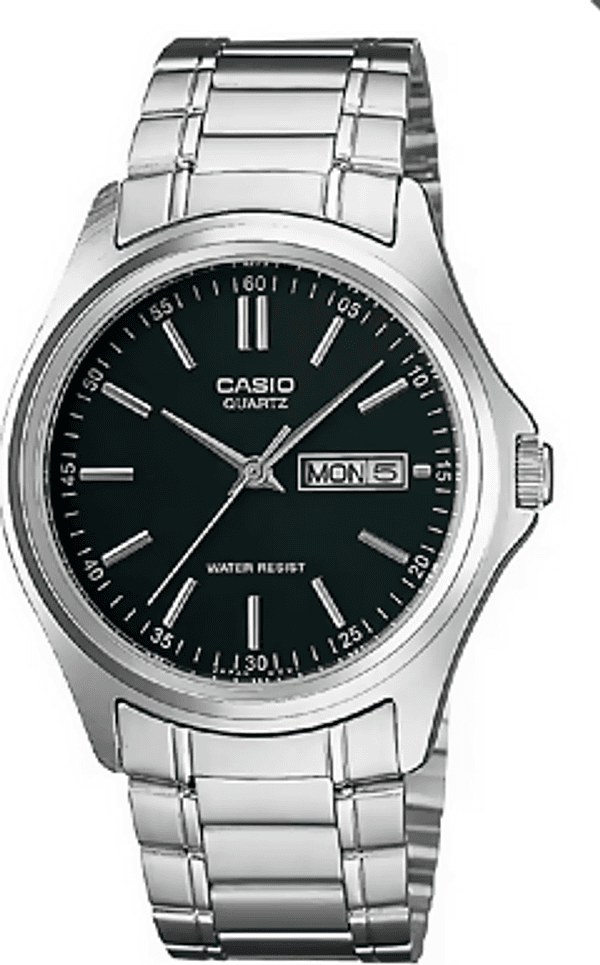 Orologio Casio per uomo Serie MTP-1239, sfondo quadrante argento, blu e nero in acciaio, con segna data in Orologi da polso Loweconomy - Marineo, commercioVirtuoso.it