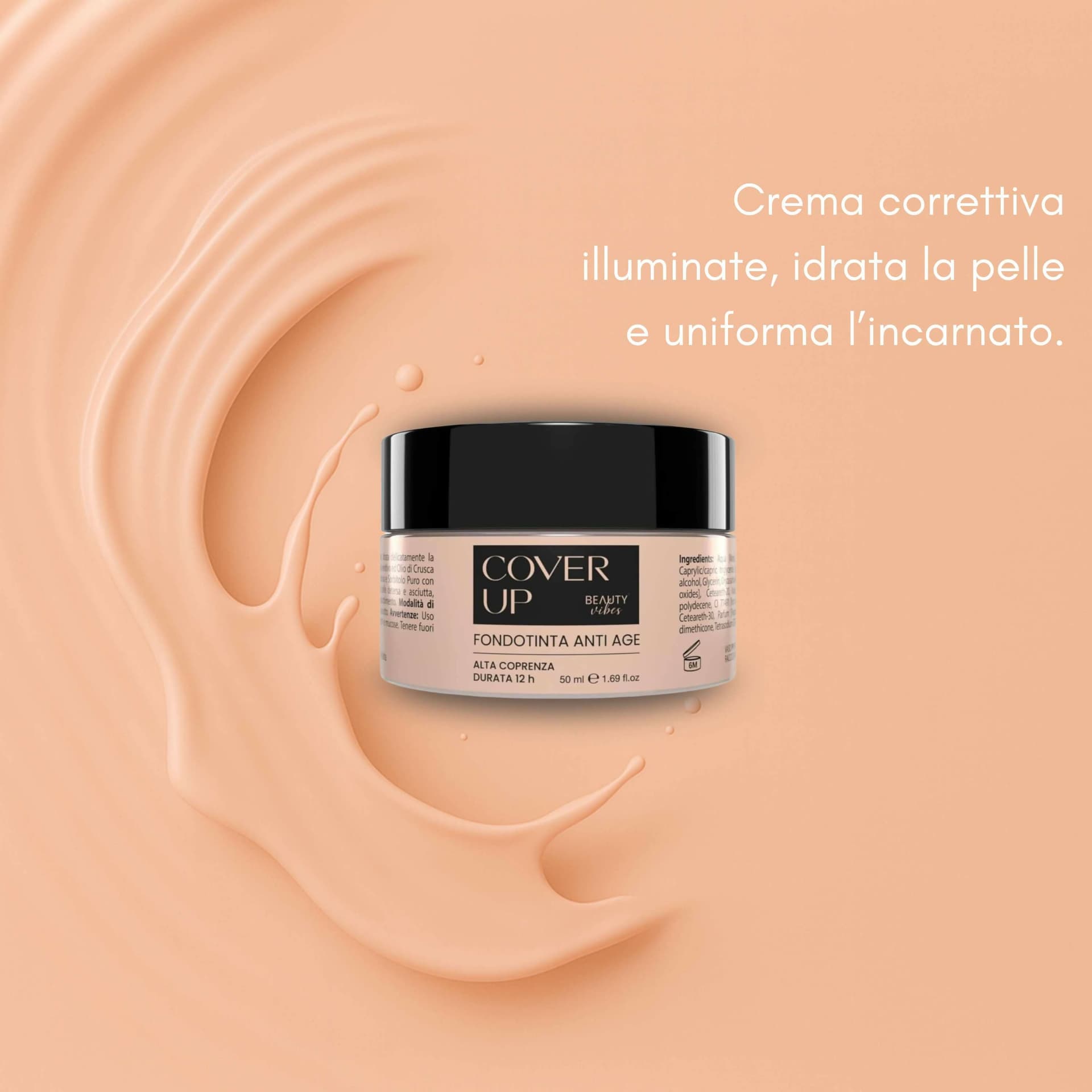 CoverUp Makeup – Fondotinta Antiage Water Resistant 50ml – Lunga Tenuta con Acido Ialuronico ed Emollienti Naturali – Idratante e Levigante – AlohaLabs in Fondotinta BasketGuru Italia - Palermo, commercioVirtuoso.it