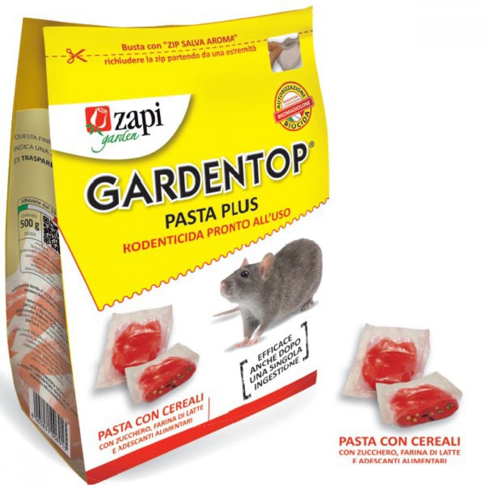 Esca topicida "Garden top pasta Plus" bocconi per topi, ratti e arvicole veleno rodenticida 1,5 kg in Protezione da animali domestici e selvativi La Zappa - Altamura, commercioVirtuoso.it