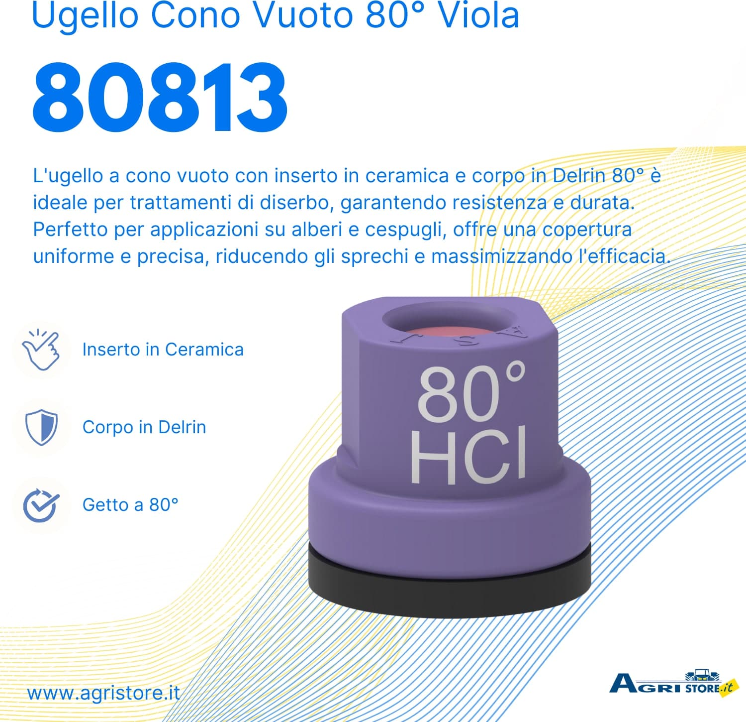 Ugello Cono Vuoto Ceramica Delrin 80° Viola confezione da 5 pezzi in Autocategorizzazione GardenStore - Novellara, commercioVirtuoso.it
