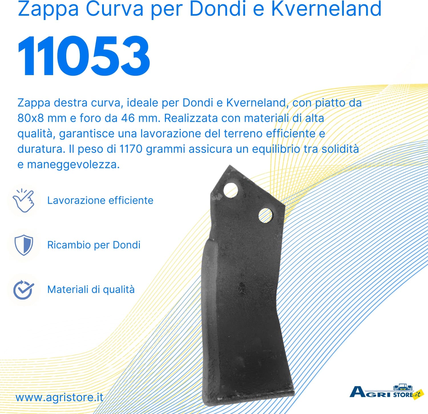 Zappa DX Curva 80x8mm Foro Ø 46mm Dondi, Kverneland confezione da 5 pezzi in Zappe GardenStore - Novellara, commercioVirtuoso.it