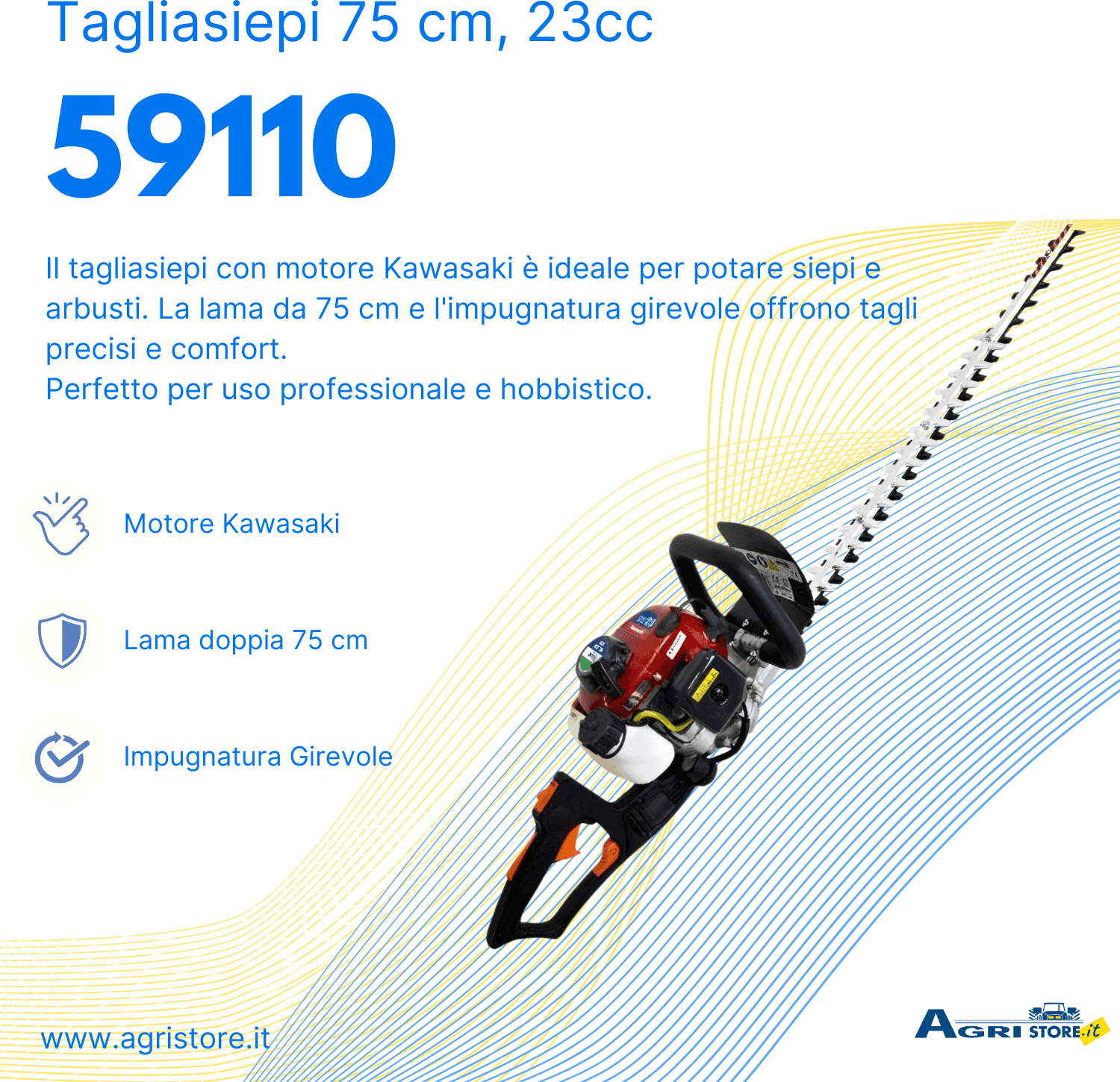 Tagliasiepi Garden Pro AGP-HT75R 23cc con motore Kawasaki in Tagliasiepi GardenStore - Novellara, commercioVirtuoso.it