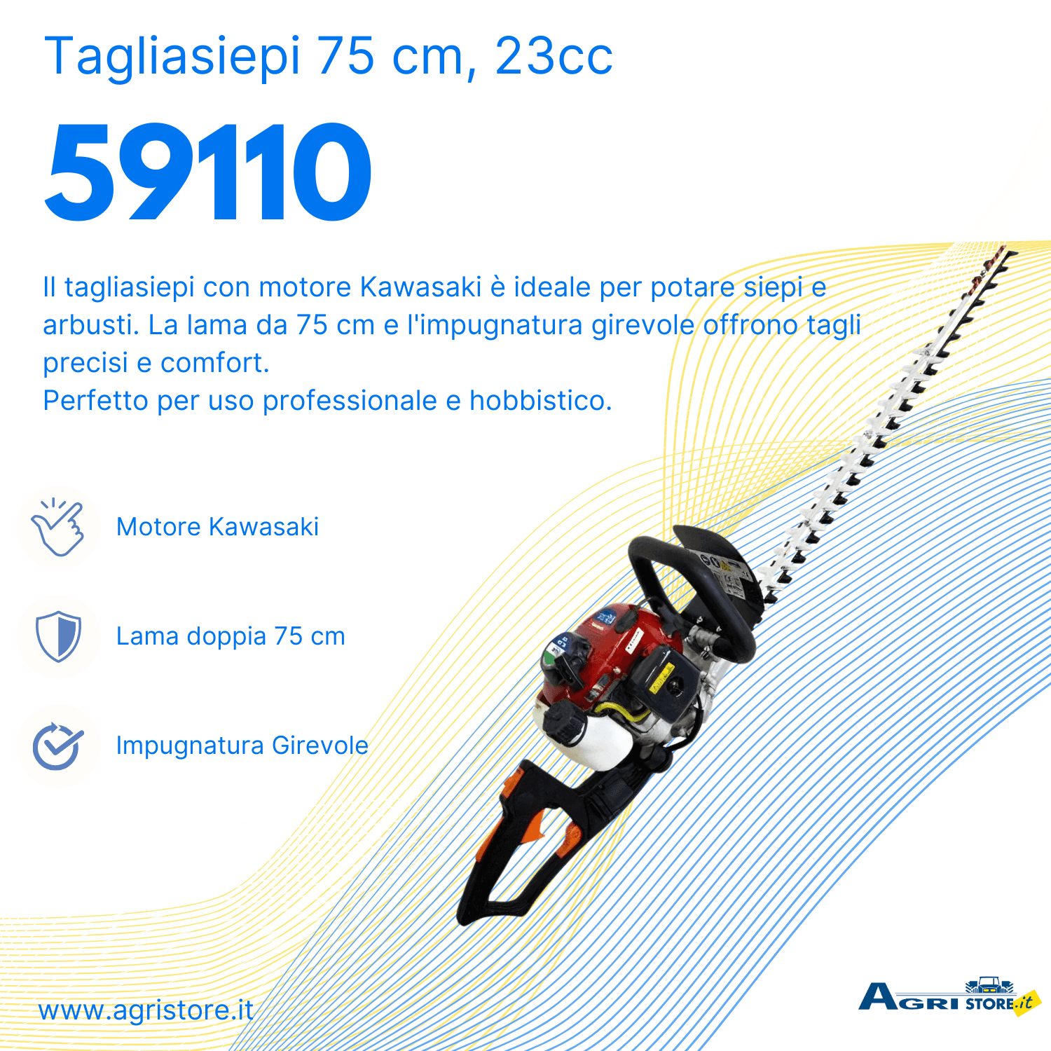 Tagliasiepi Garden Pro AGP-HT75R 23cc con motore Kawasaki in Tagliasiepi GardenStore - Novellara, commercioVirtuoso.it