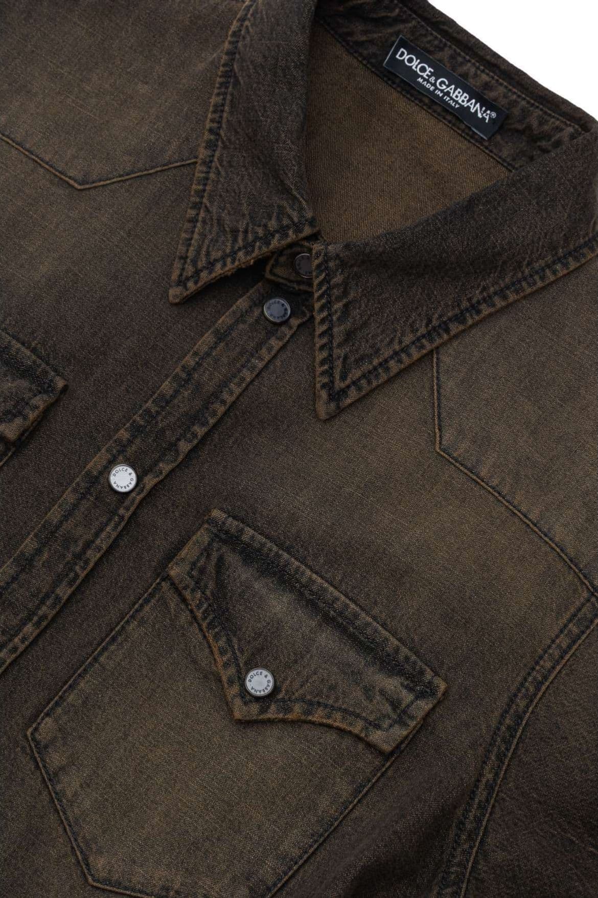 Dolce &amp; Gabbana Camicia in Denim Marrone Delave da uomo in Camicie casual Drestige - Casamassima, commercioVirtuoso.it