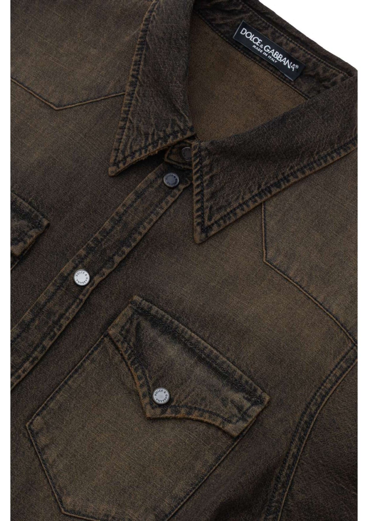 Dolce &amp; Gabbana Camicia in Denim Marrone Delave da uomo in Camicie casual Drestige - Casamassima, commercioVirtuoso.it