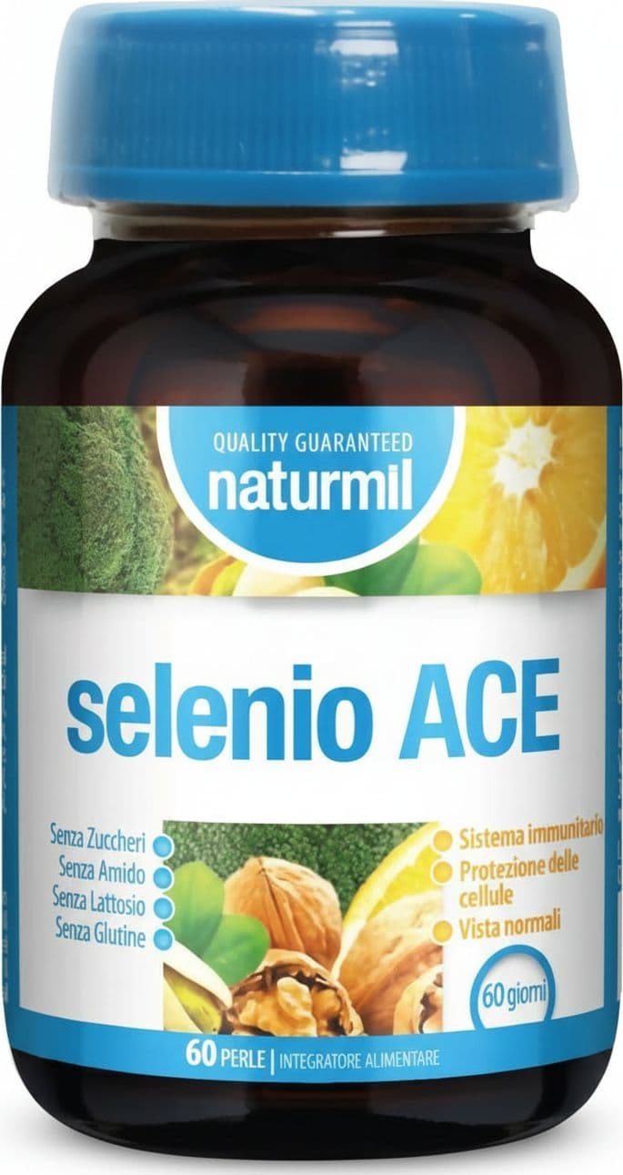 Selenio ace naturmil 60 perle integratore a base di selenio vitamine a, c ed e sistema immunitario protezione delle cellule vista