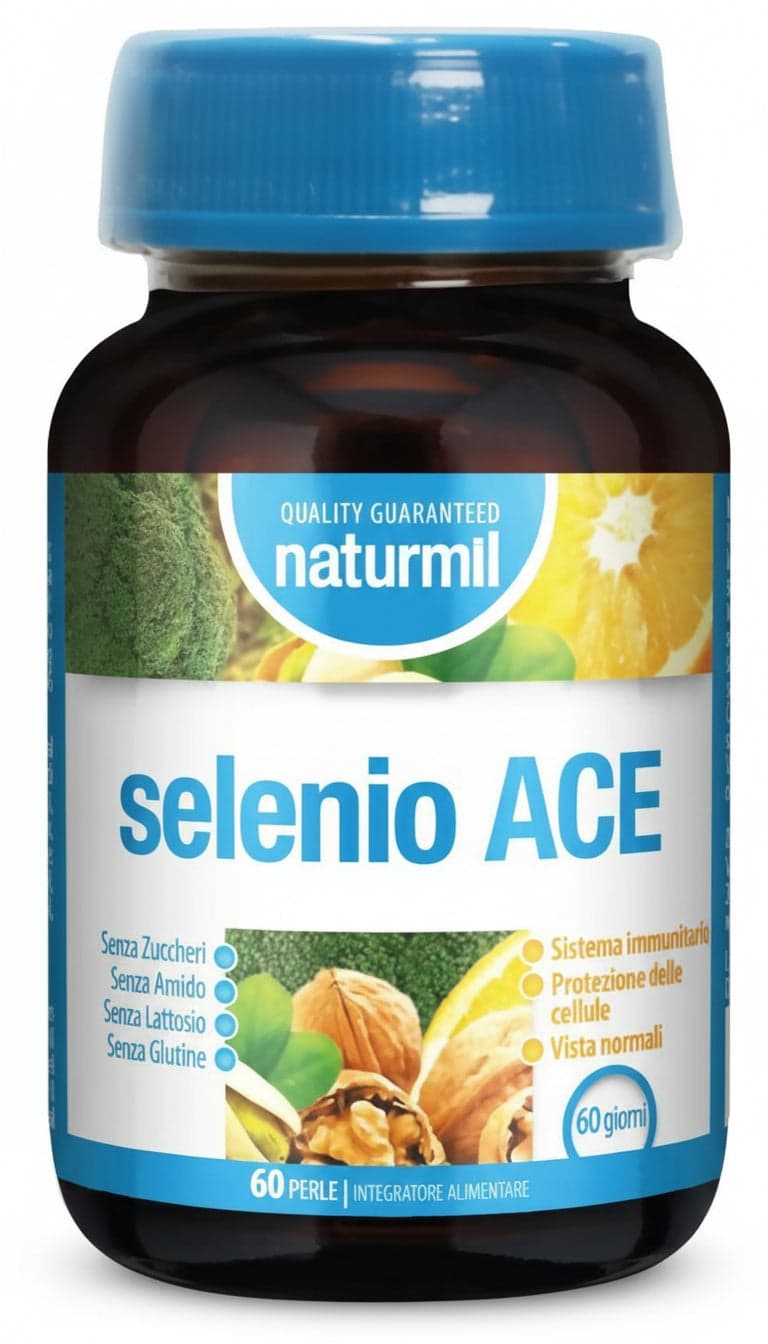 Selenio ace naturmil 60 perle integratore a base di selenio vitamine a, c ed e sistema immunitario protezione delle cellule vista