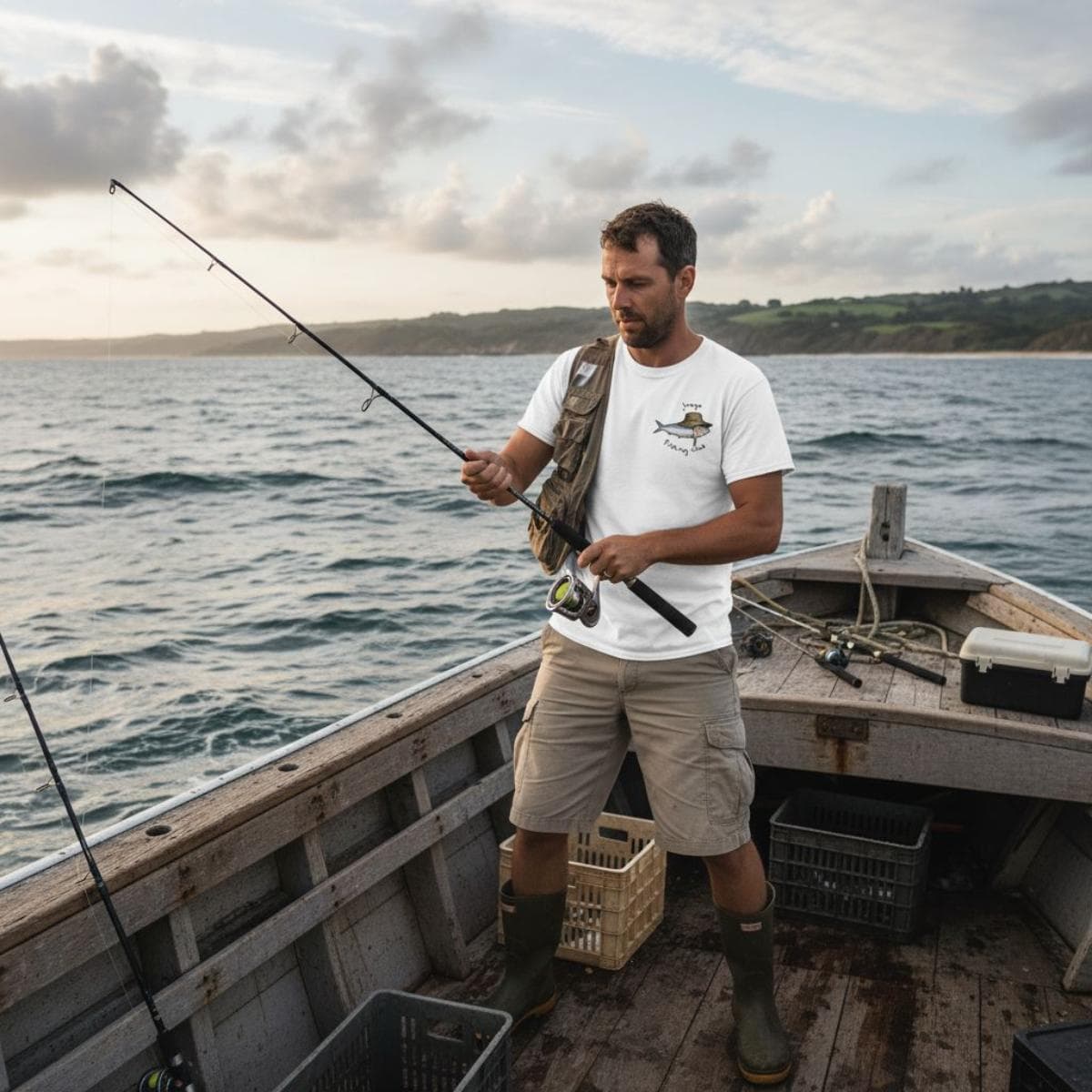 Junglo T-Shirt Fishing Club white in T-shirt Glad Store - Genova, commercioVirtuoso.it