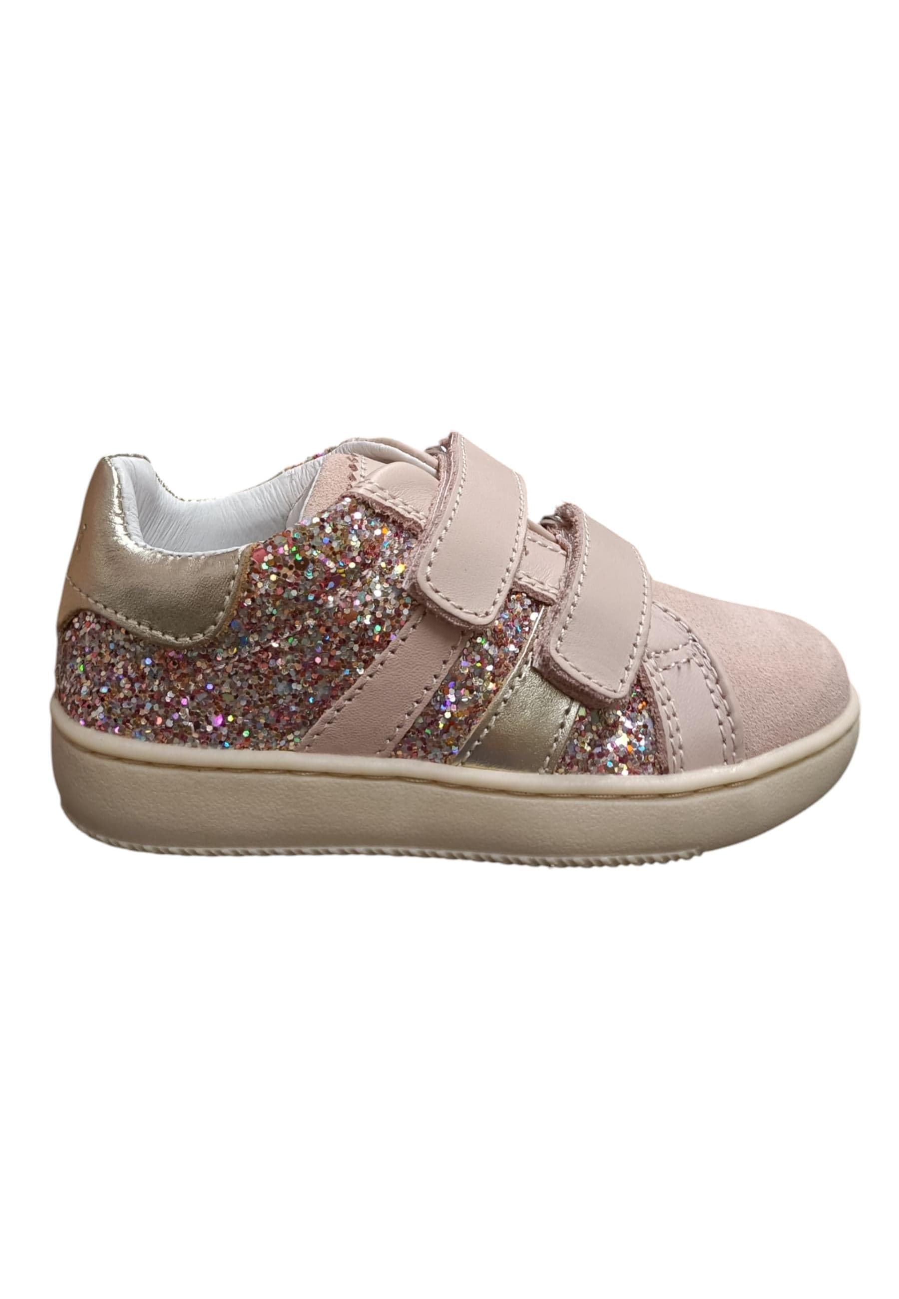 Sneakers bambina Balducci Lynn cipria glitter multicolor oro pelle - Magia scintillante con zip - 6