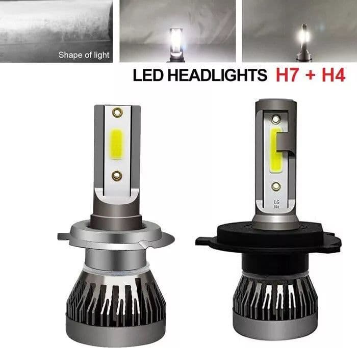 Coppia KIT LED T Max 2 Lampade H7+H4 SMD SUPER SLIM + Luci Posizione Omaggio T10 Led Bianco Freddo 6000K Kit Completo in Lampadine per esterno Solgeny - Besate, commercioVirtuoso.it