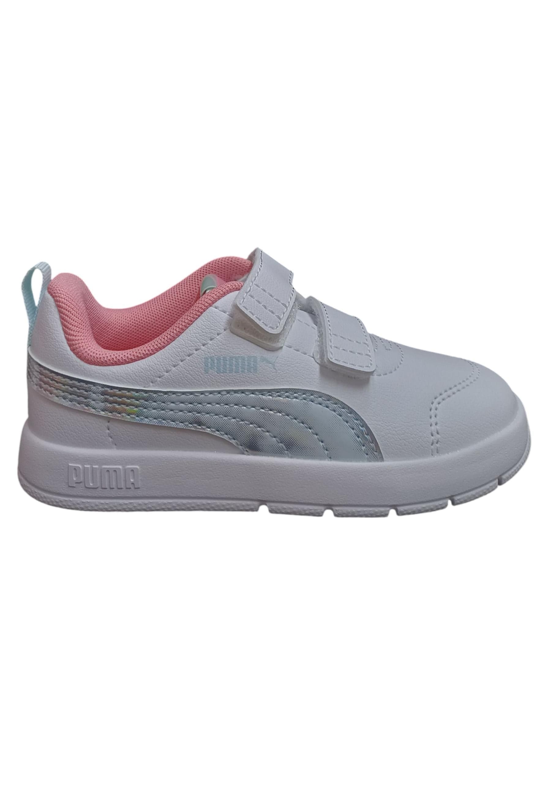 Scarpe sneakers Bambine e ragazze PUMA COURTFLEX  bianco-argento laccio elastico e velcro - 6