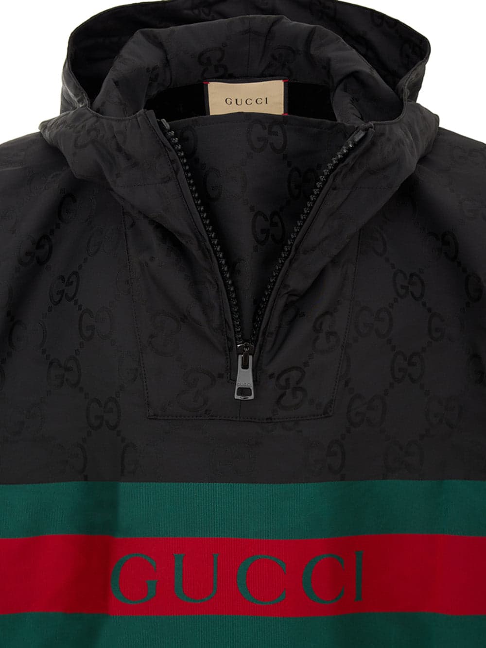 Gucci Mantella Nera con Logo Web e Stampa Monogramma GG da uomo in Cappotti Drestige - Casamassima, commercioVirtuoso.it