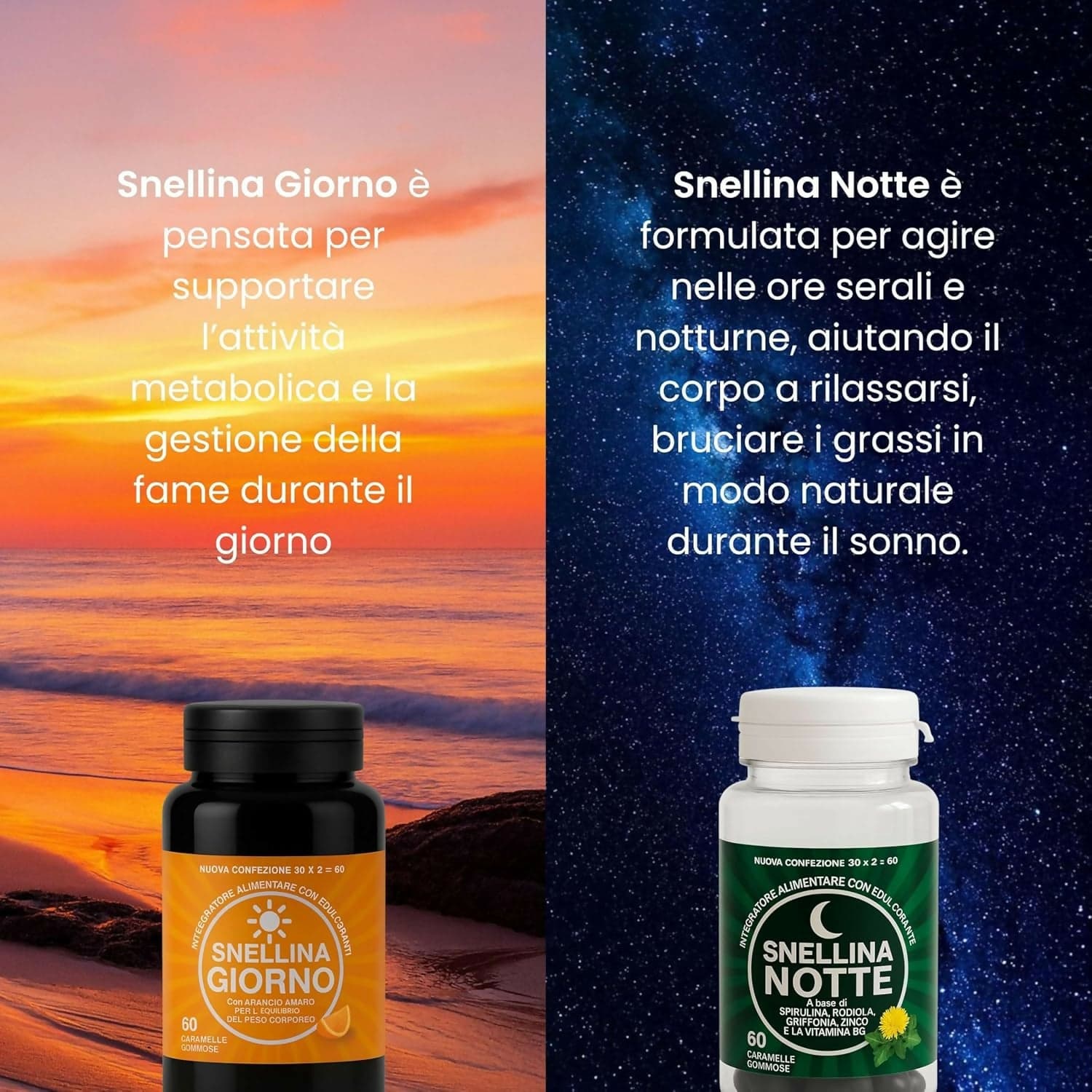 Snellina Giorno & Notte Dimagrante Donna – Integratore Brucia Grassi Naturale con Arancio Amaro, Griffonia e Rodhiola in Disintossicazione e purificazione BasketGuru Italia - Palermo, commercioVirtuoso.it