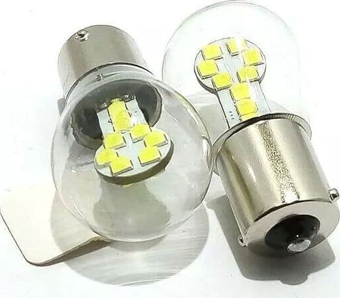 Lampada Led BA15S 1156 P21W Stop Posizione Auto 12V Vetro BIANCO FREDDO 12 SMD 3030 in Lampadine tettuccio Solgeny - Besate, commercioVirtuoso.it