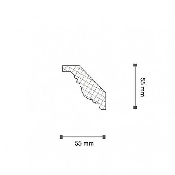 €0,99ml *** STOCK *** Pacco da 90ml di cornice decorativa in polistirene compatto XPS 55X55x2000 LD12G - Eternal Parquet